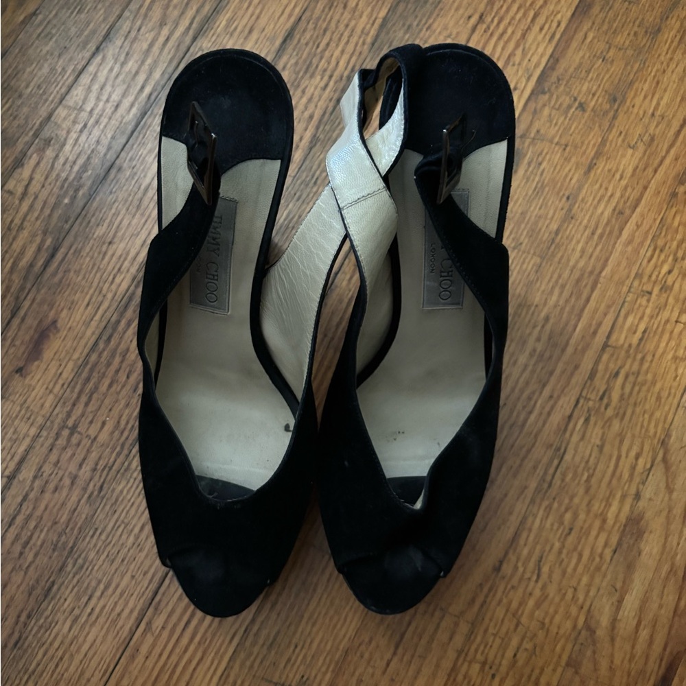 Jimmy Choo Elegant Black Peep-Toe Heels